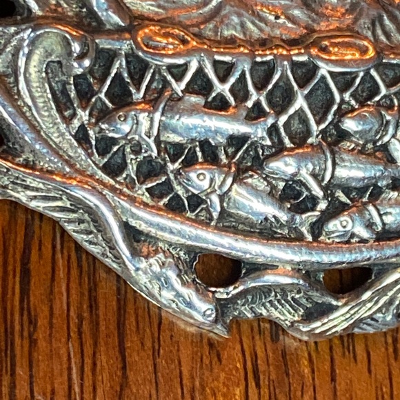 Norskt Monster Vintage Fisherman Silver Brooch - Picture 7 of 16